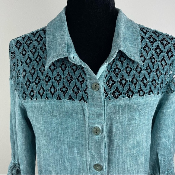 Eternal Flame Woman’s Button Front Linen Blend Green Maxi dress Size EUR 46 US S - Picture 4 of 9